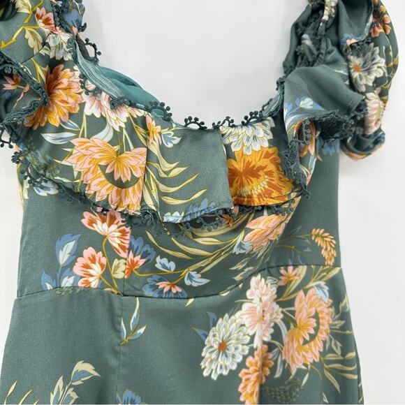 $11SALE!!! BOBBY BARDOT NECKLINE PUFF SLEEVE TEAL DRESS SIZE M - Picture 8 of 11